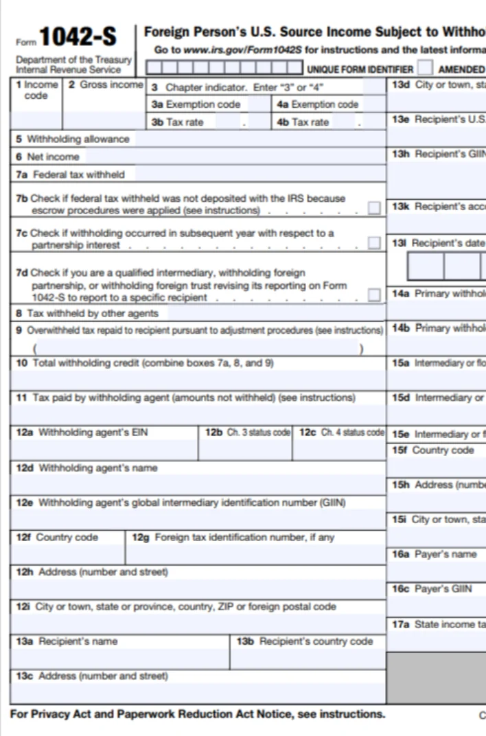 IRS Form 1042-S