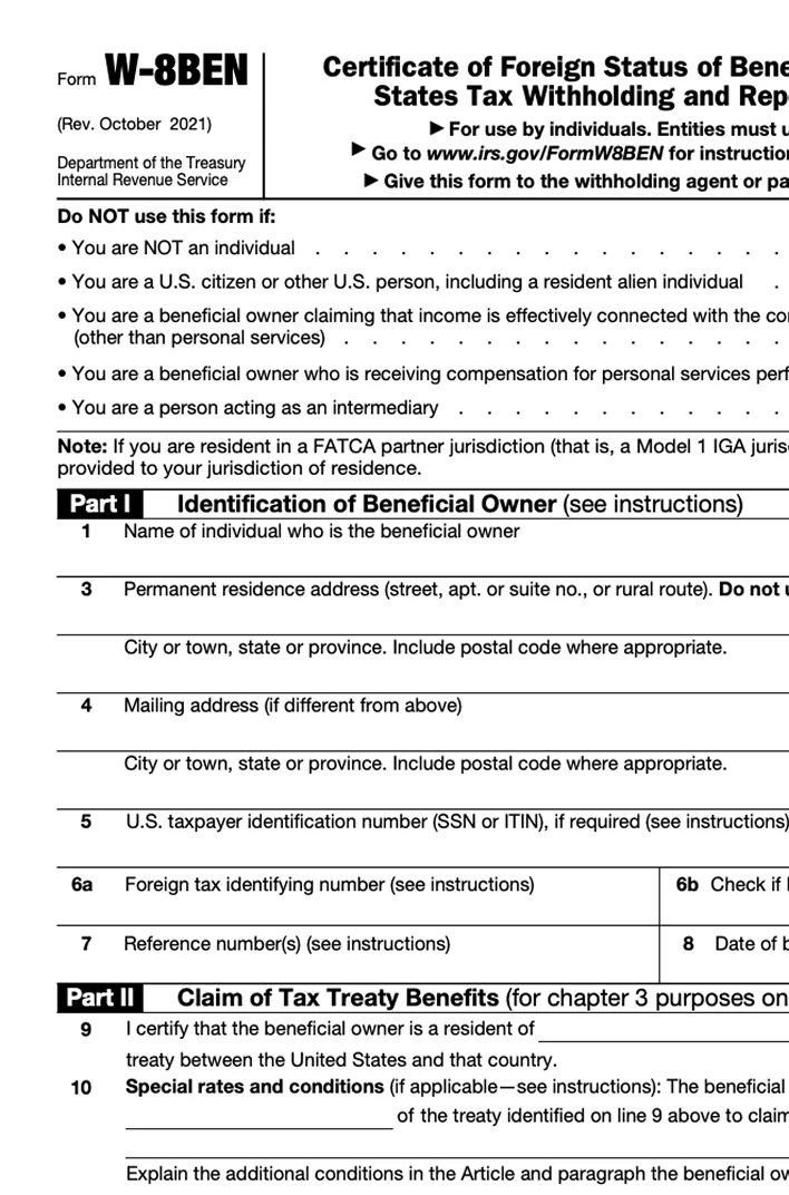 IRS Form W-8BEN