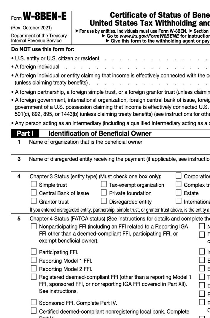 IRS Form W-8BEN-E