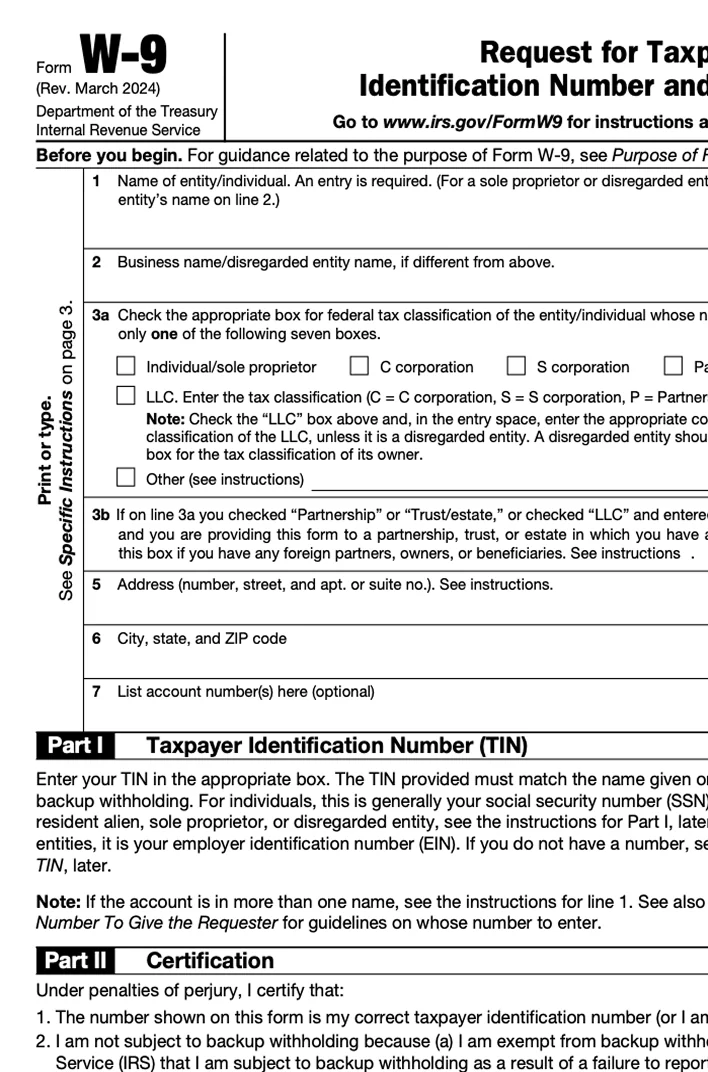 IRS Form W-9