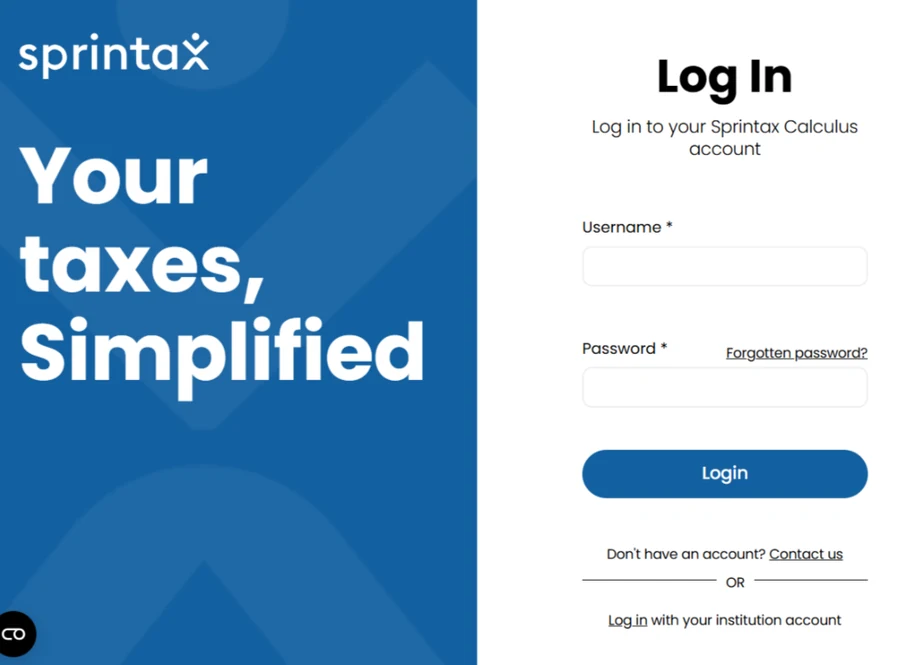 The Sprintax Calculus partner login