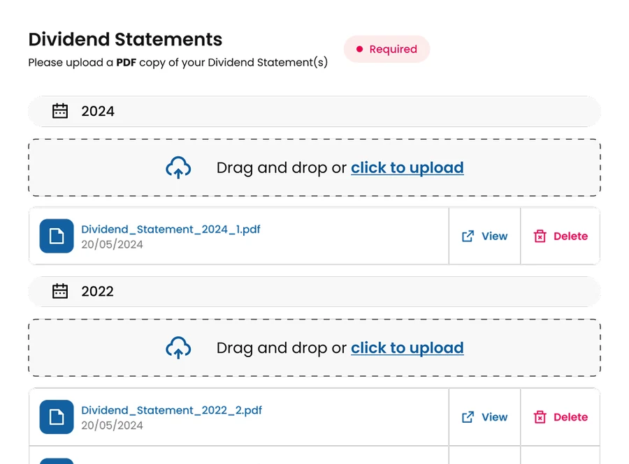 Uploading dividend statements to Sprintax Dividends