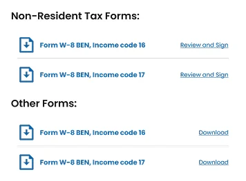 Downloading completed pre-employment tax forms