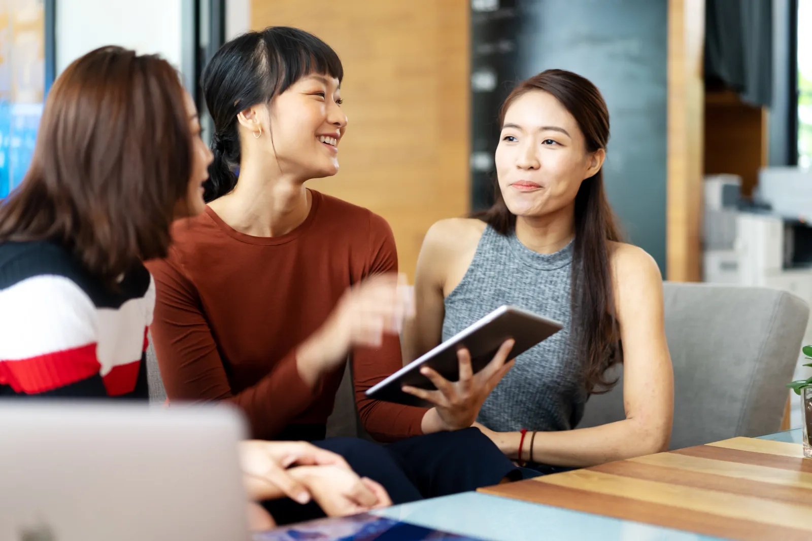 Two international students reviewing their tax return together